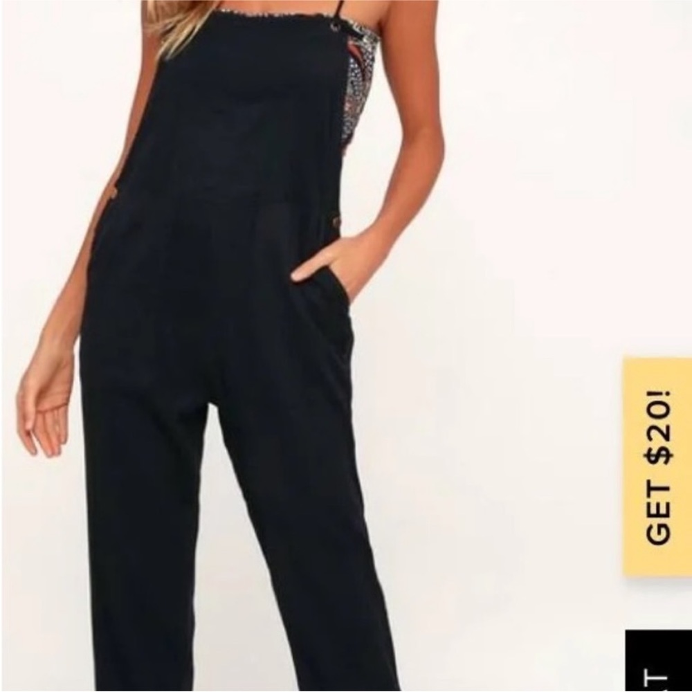 Amuse Society Black Linen Overalls